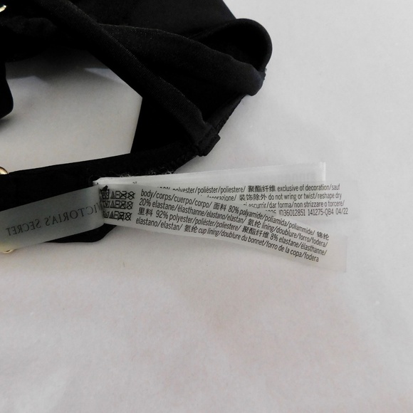 VICTORIA’S SECRET Black Bikini Set Top Bottoms Underwire Push Up 34D / Medium - Picture 12 of 16